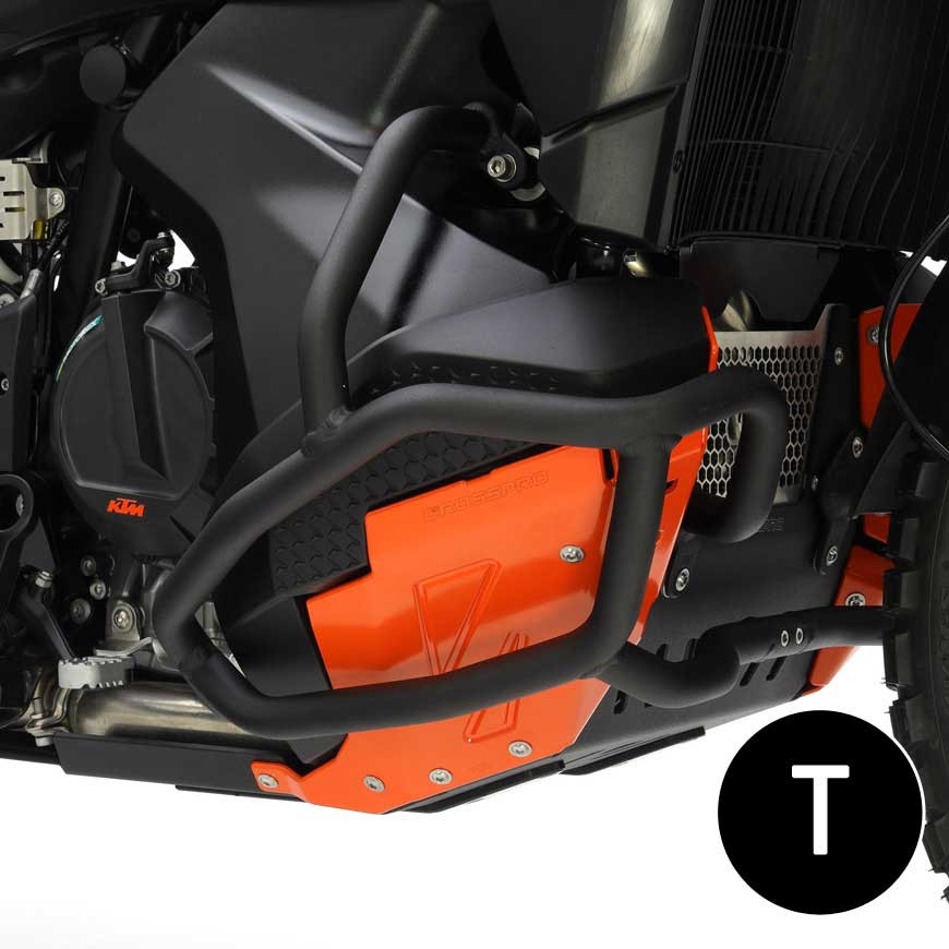 Cubrecárter de aluminio Crosspro KTM 790 Adventure 23-25 negro texturizado