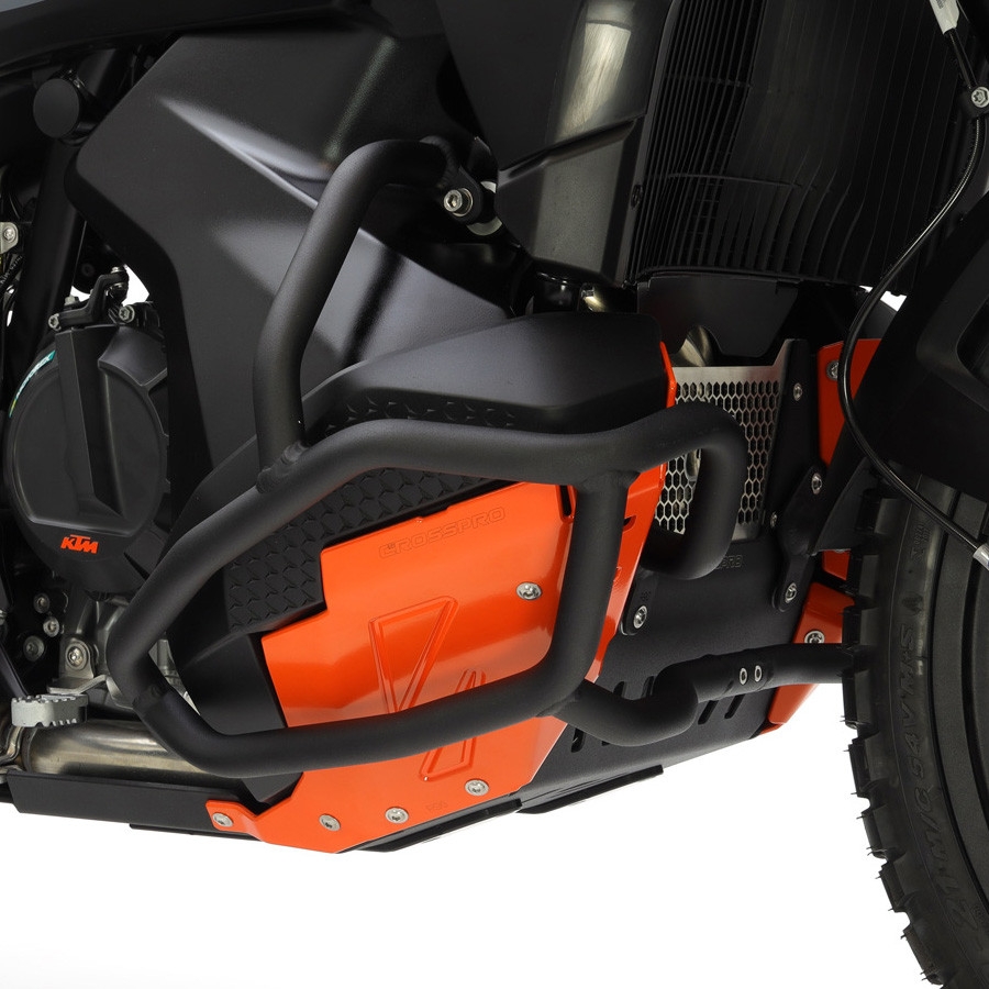 Cubrecárter de aluminio Crosspro KTM 790 Adventure 23-25 naranja