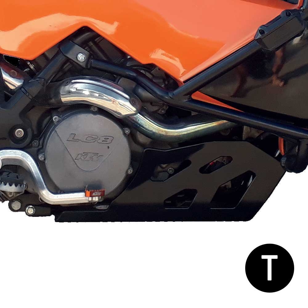 Cubrecárter de aluminio Crosspro KTM 950 Adventure negro texturizado