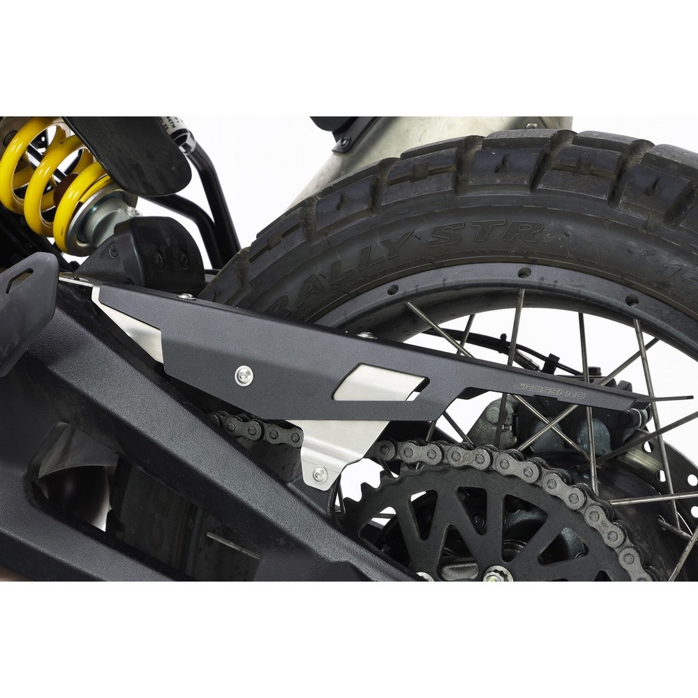 Protector de cadena Crosspro Ducati DesertX 22-24 plata y negro texturizado