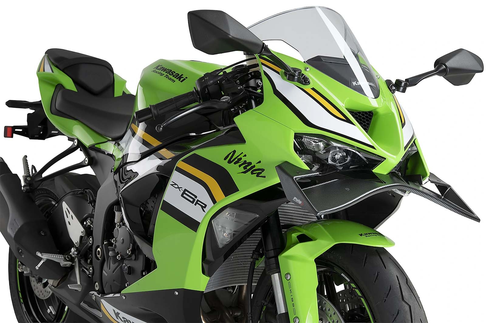 Alerón frontal GP Puig 22660C Kawasaki ZX-6R 2024-2025 Símil carbono